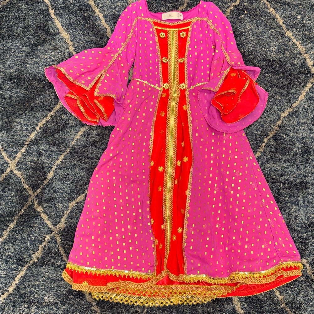Disney princess Jasmin dress pink, red and Gold size 7/8